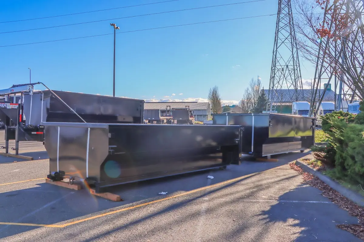 Roll-off dumpster ready for waste disposal at job site for Construction Dumpster Rental in Marion